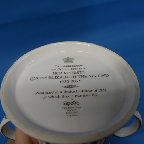 155 - A cased limited edition Spode Loving Cup, to commemorate the Golden Jubilee, limited edition 63/500... 