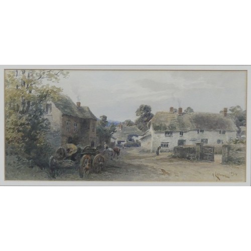 210 - Alfred Leyman (British, 1856-1933), Awliscombe, watercolour, signed, dated 1894, 17cm x 37cm, framed... 