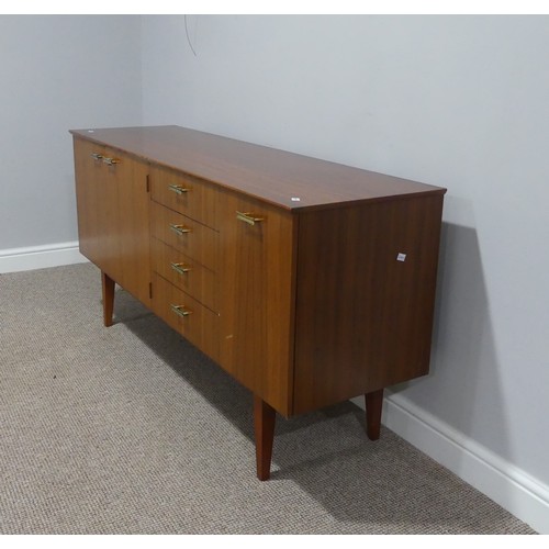 392 - A retro teak Sideboard, comprising four drawers, doors, raised on square tapering legs, 152cm long x... 