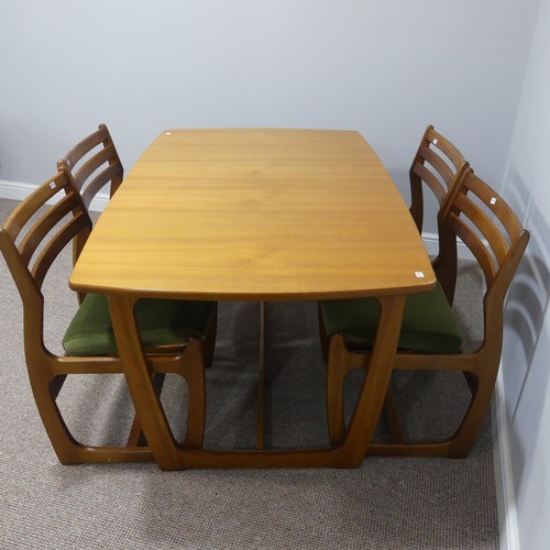 397 - A Retro teak extending Dining Table, of rounded rectangular shape with butterfly style extra leaf, 1... 