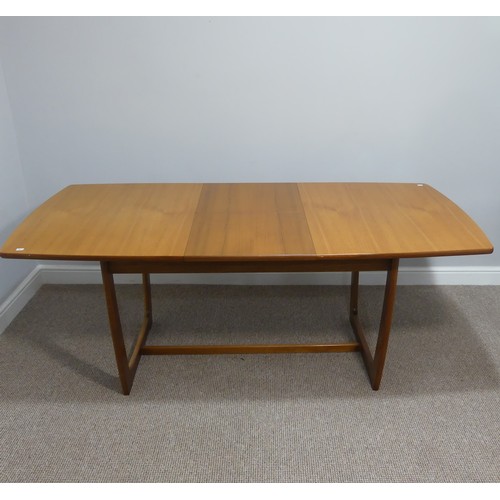 397 - A Retro teak extending Dining Table, of rounded rectangular shape with butterfly style extra leaf, 1... 