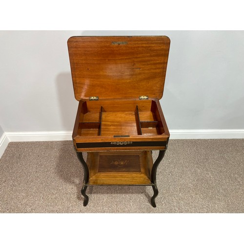 385 - A French Kingwood Sewing Table, with marquetry designs in rosewood, maple, etc, central floral motif... 