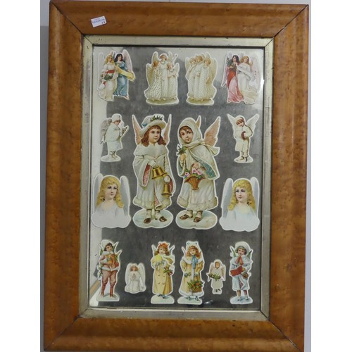 351 - An attractive display of vintage Happy Families cards, framed and glazed, H 50cm x W 71cm, together ... 