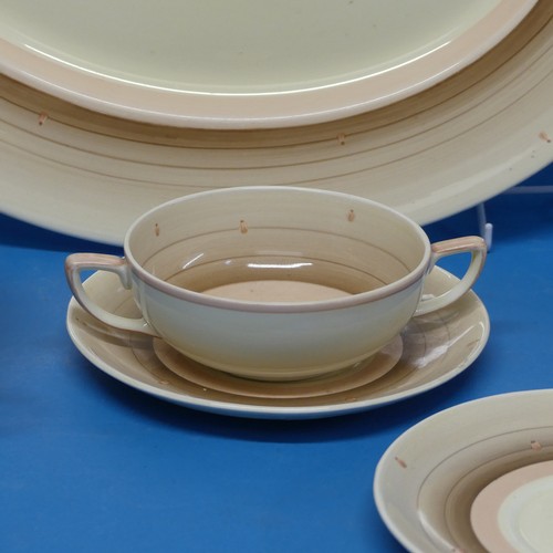 67 - A retro Susie Cooper part Dinner Service, to include Meat Platter, Tureen, etc, in beige and brown b... 