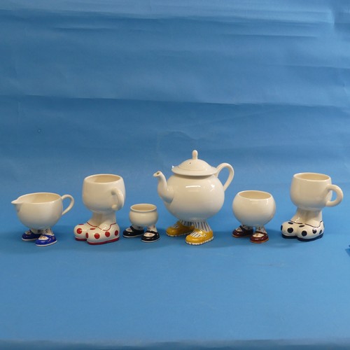 164 - A novelty Carltonware 'Walking' Tea Set, to include Teapot, two Tea Cups, Cream Jug, Sugar Bowl etc ... 