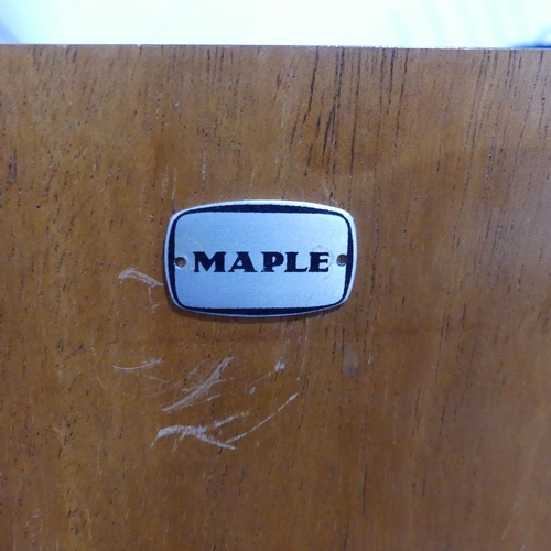 324 - A mid 20thC burr walnut Cocktail Cabinet, with 'Maple' makers label, the fitted interior with mirror... 