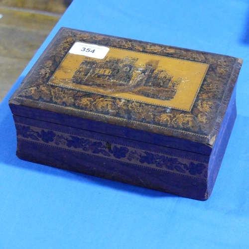 354 - An early 20thC burr walnut dome-topped Casket, with decorative metal mounts, W 22cm x H 16.5cm x D 1... 