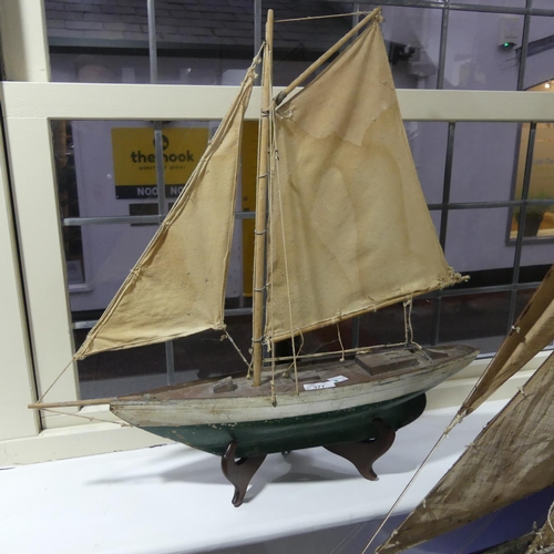 377 - A large early 20thC model of a Sailing Ship, named 'G. Tanner', the fitted deck with canvas sails, 1... 