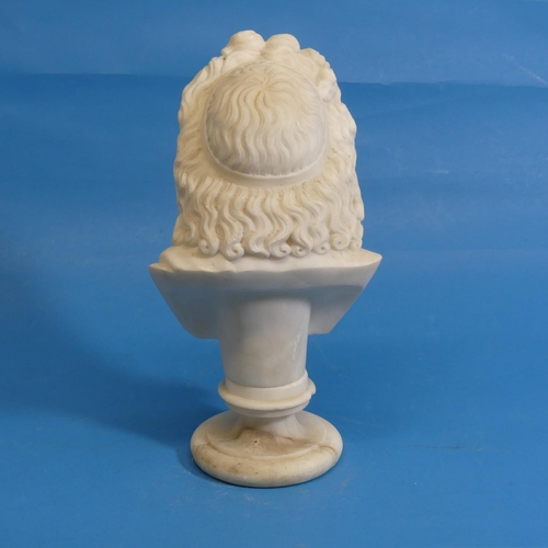 407 - An early 20thC Grand Tour souvenir white marble bust of Jupiter of Otricoli, raised on a circular pl... 