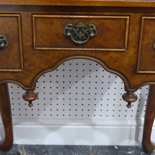 412 - A good quality reproduction burr walnut Lowboy, in the Georgian style, with stringing to the top, ra... 