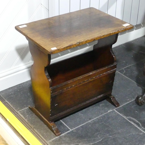 413 - A good quality reproduction oak Magazine Rack, probably by Titchmarsh & Goodwin, with planked to... 