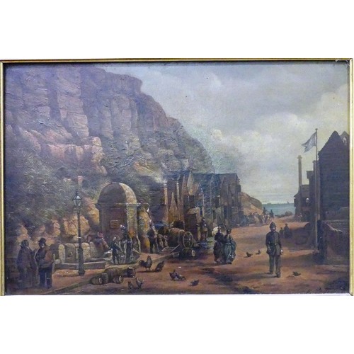 249 - Late 19th century School, Hastings, oil on canvas, indistinctly signed, 36cm x 54cm, with old restor... 