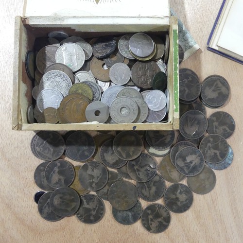 398 - A quantity of 19th and 20thC Coins, together with some antiquarian, inc. Roman, and a Victorian scra... 