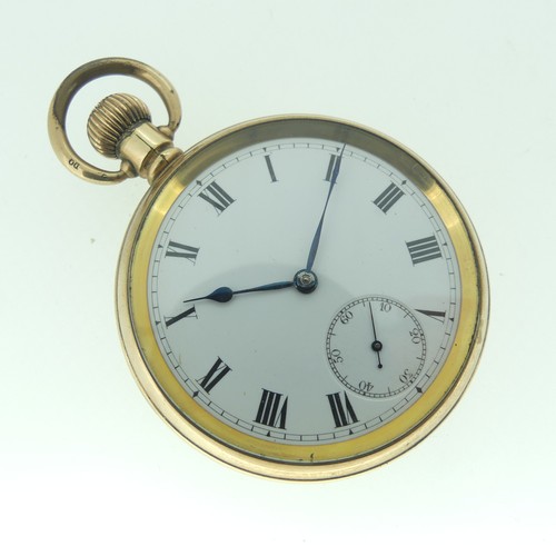 110 - A gold-plated Pocket Watch, the circular dial with black Roman numerals and subsidiary seconds, appx... 