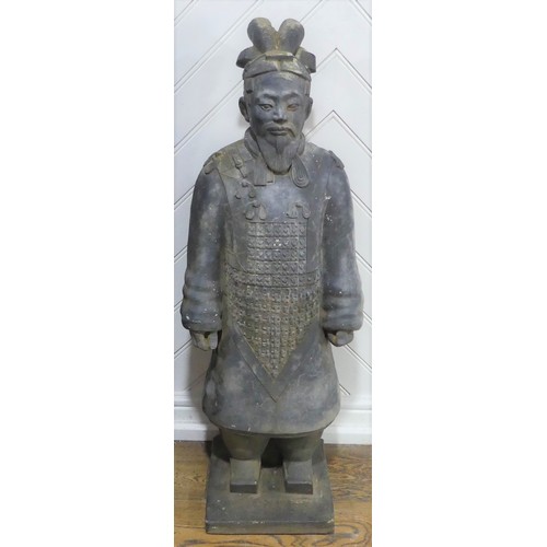 630 - A cast concrete Terracotta Warrior, H 110 cm