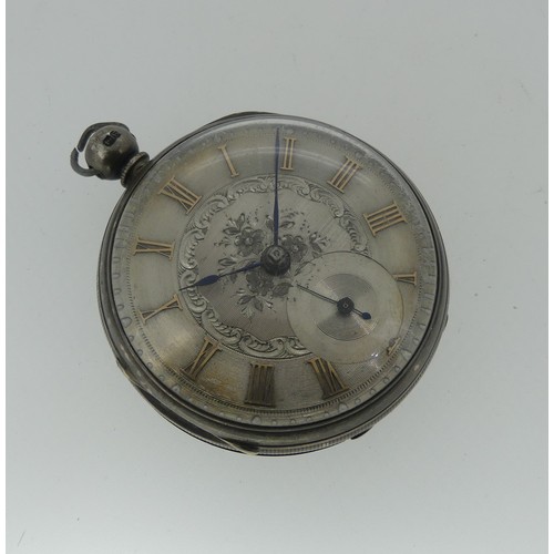 118 - A Victorian silver Pocket Watch by H. Lusman, Wolverhampton, the silvered dial with gilt Roman numer... 