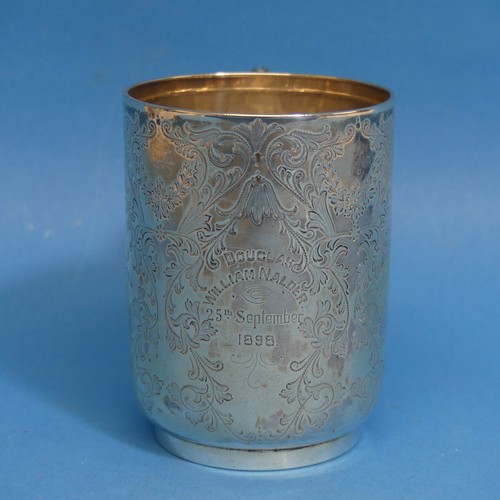 65 - A late Victorian silver Christening Mug, by Atkin Brothers, hallmarked Sheffield 1896, of conical fo... 