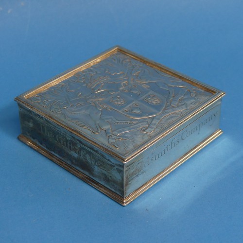 68 - 'The Worshipful Company of Goldsmiths'; A George V silver Cigarette Box, by Garrard & Co Ltd., h... 