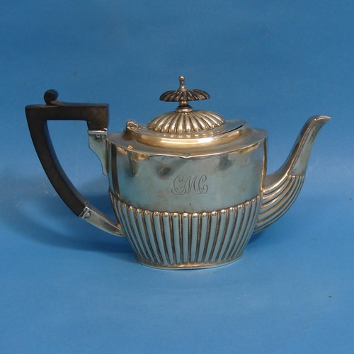 69 - An Edwardian matched three piece Bachelor Tea Set, the teapot hallmarked Sheffield, 1904, the sugar ... 