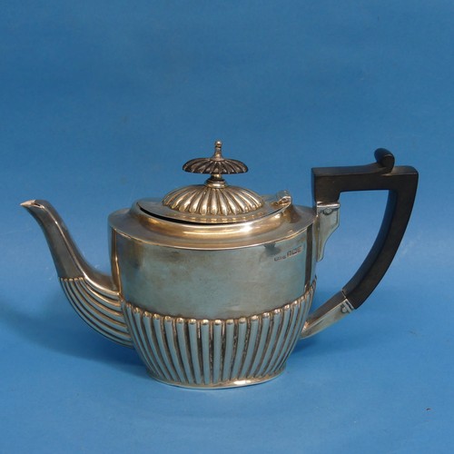 69 - An Edwardian matched three piece Bachelor Tea Set, the teapot hallmarked Sheffield, 1904, the sugar ... 