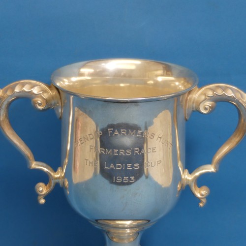 77 - A George V silver two handled Trophy Cup, hallmarked Birmingham, 1933, of goblet form with leaf capp... 