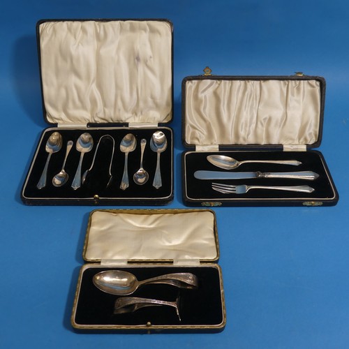 83 - A cased George V silver Spoon and Pusher Set, by Josiah Williams & Co., hallmarked London, 1927/... 