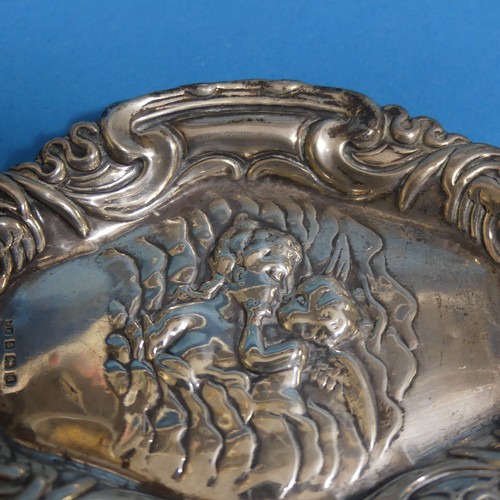 85 - A small Edwardian silver Pin Tray, by John Rose, hallmarked Birmingham, 1903, decorated with cherubs... 