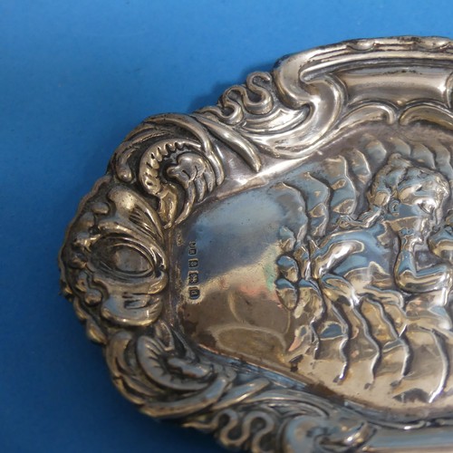 85 - A small Edwardian silver Pin Tray, by John Rose, hallmarked Birmingham, 1903, decorated with cherubs... 