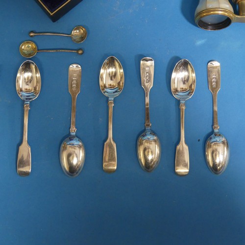 82 - A set of six Victorian silver fiddle pattern Teaspoons, by Josiah Williams & Co., hallmarked Lon... 