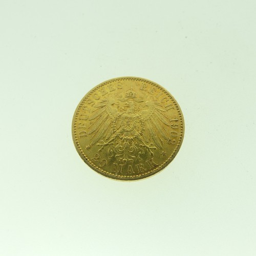 96 - A German Wilhelm II gold 20 Mark Coin, dated 1902.