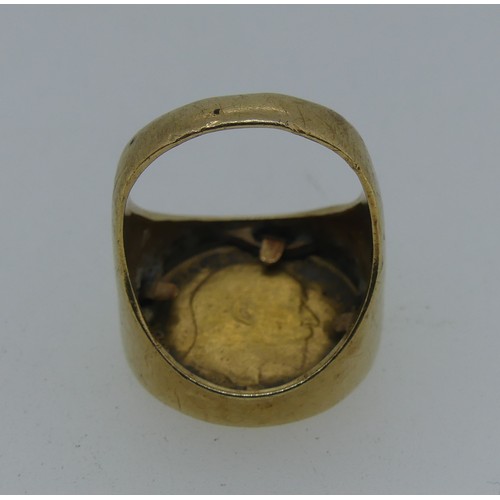 103 - An Edwardian gold Half Sovereign, dated 1908, in 9ct yellow gold ring mount, approx total weight 11.... 