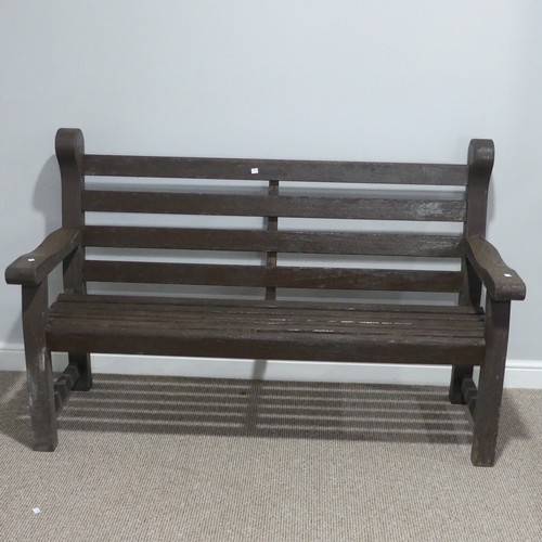 638 - A teak garden Bench, W 159cm x H X 99cm x D x 56cm.