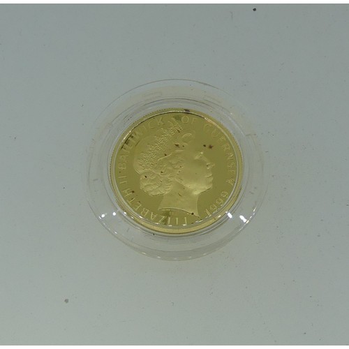 90 - Bailiwick of Guernsey Elizabeth II gold £25 Coin,  dated 1999, The Prince Edward and Miss Sophie Rhy... 