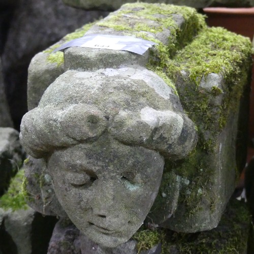 644 - Four antique ecclesiastical carved stone Corbels, in the form of Saints' heads, from a demolish... 