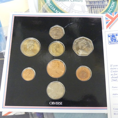 93 - A quantity of Commemorative and Specimen Coins sets, Presentation Packs, loose coins etc., mainly Ro... 