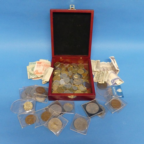 105 - A mixed quantity of 19th and 20thC Coins, mostly loose in tins and purses, some presentation packs e... 