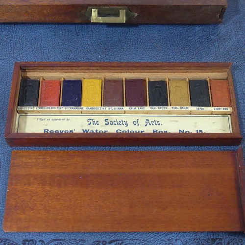 599 - A 19th century mahogany Paint Box, T J Morris & T Gore, Ave Maria Lane, London, of hinged rectan... 