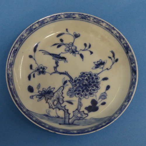 160 - An antique Chinese porcelain blue and white Plate, decorated in flora and fauna, together with three... 