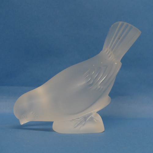 77 - A Lalique glass Paperweight, modelled as a bird, with incised signature to base, H 10cm.... 