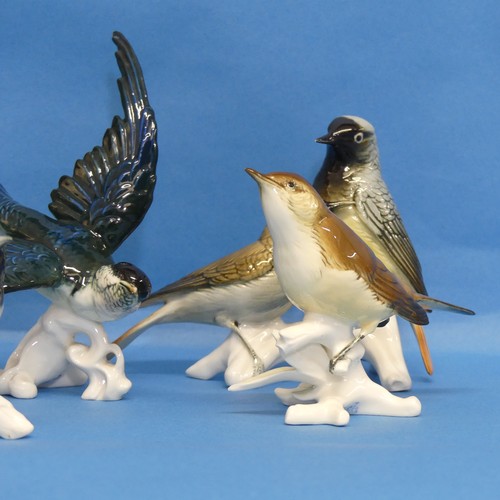 83 - A small quantity of Karl Ens porcelain Birds, to include Blue Tit, Robin, Swallow, damaged, Sparrow,... 