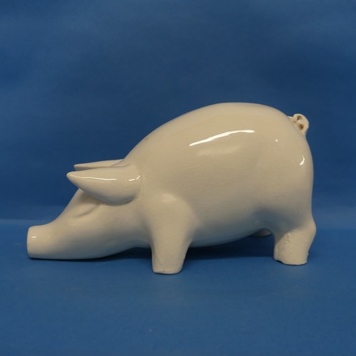 86 - A Wemyss-style white glazed ceramic Pig, probably from The Bovey Pottery but unmarked, L 24cm x H 12... 