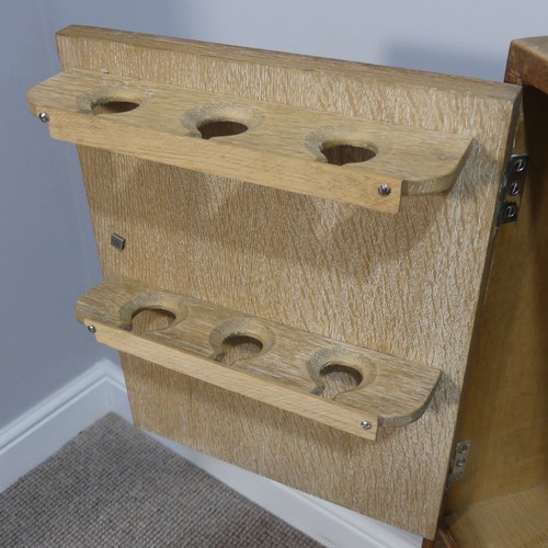 402 - A Heals style limed oak stepped Bookcase/Smokers/Drinks Compendium, circa 1930's, with open shelves ... 