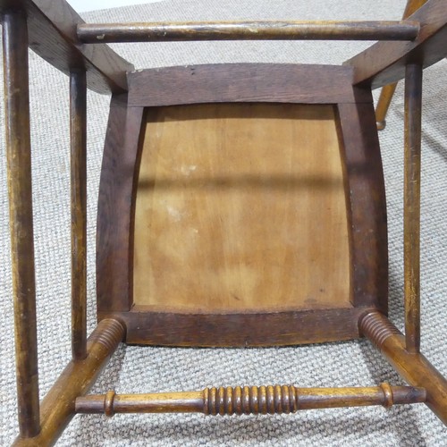 432 - A set of four Arts & Crafts oak Dining Chairs, by William Birch, with leather upholstery, raised... 