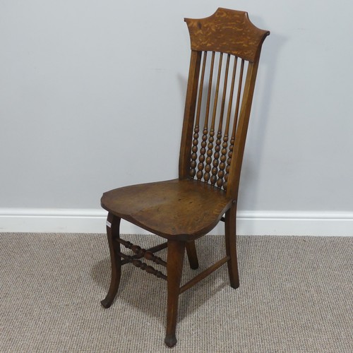 443 - An Arts & Crafts oak bobbin-turned spindle back Hall Chair, W 43cm x H 101cm x D 41cm.... 