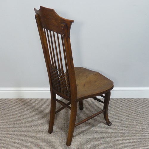 443 - An Arts & Crafts oak bobbin-turned spindle back Hall Chair, W 43cm x H 101cm x D 41cm.... 