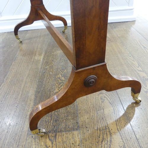 444 - A good quality reproduction burr walnut Sofa Table, the quarter-veneered top edged with cross bandin... 