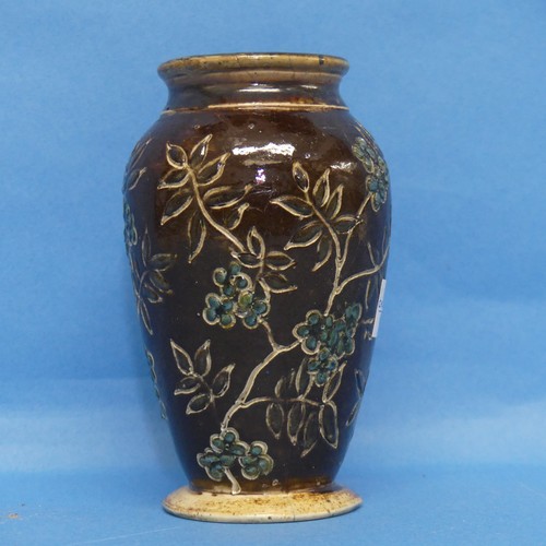 104 - A small Martin Brothers studio pottery Vase, the brown group with incised decoration, signed and dat... 