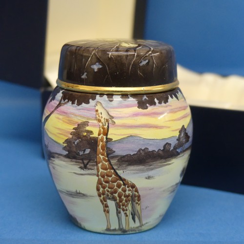 117 - A Moorcroft Enamels 'Samburu Giraffe' pattern Ginger Jar, in box, painted with African landscape, pr... 