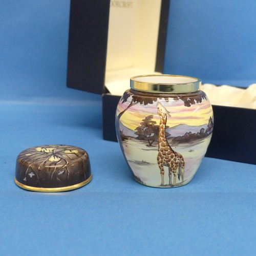 117 - A Moorcroft Enamels 'Samburu Giraffe' pattern Ginger Jar, in box, painted with African landscape, pr... 