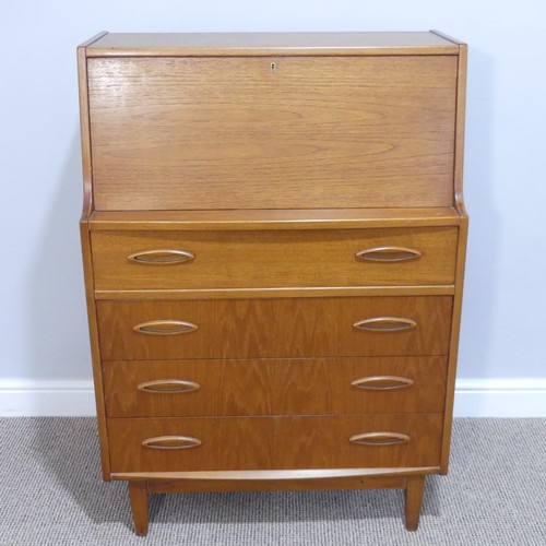 463 - A retro G-Plan style teak Bureau, together with a matching low bookcase, both in good condition, bur... 